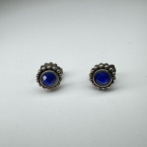 LAGOS Maya Lazuli Sterling Silver 925 & 14k Posts Blue Lapis Stud Earrings